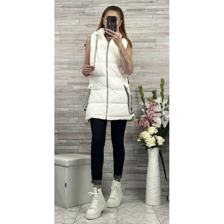 Елек Fashion с Ципове Бяло